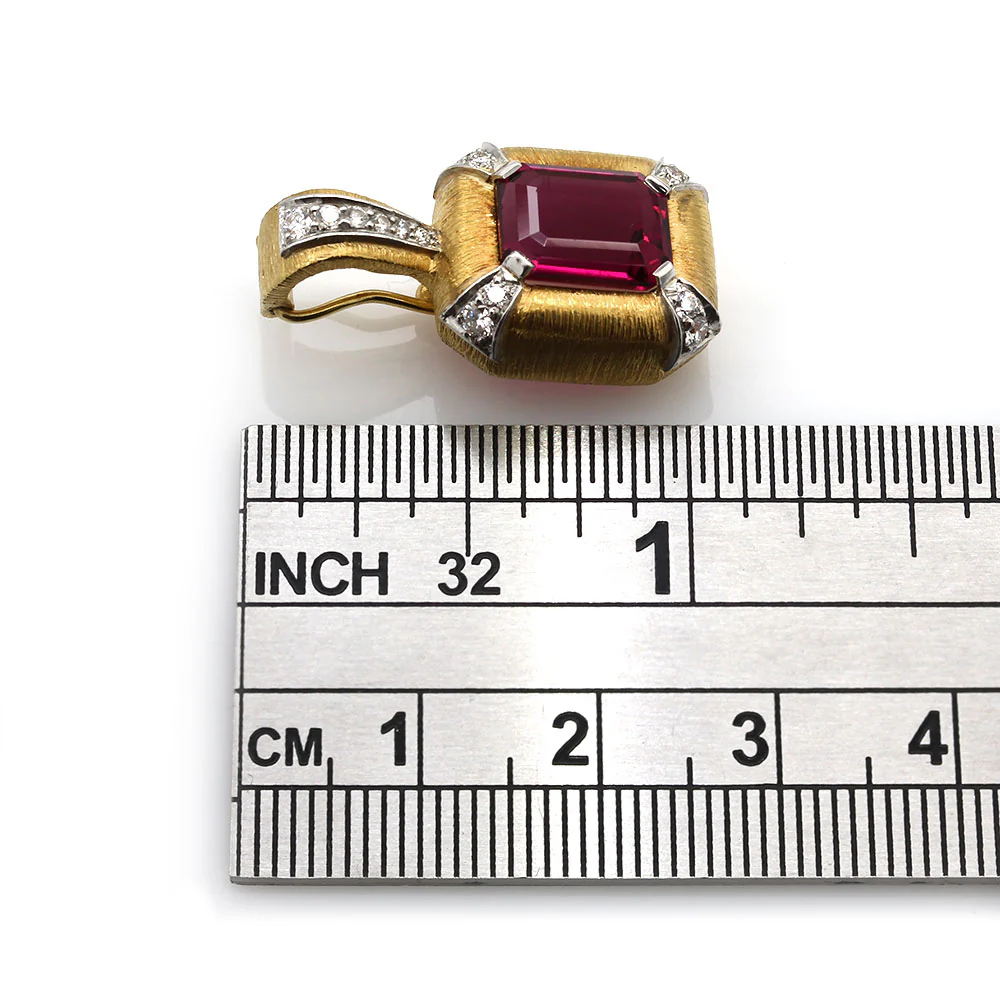 Rubellite Tourmaline and Diamond Drop Pendant - Image 3