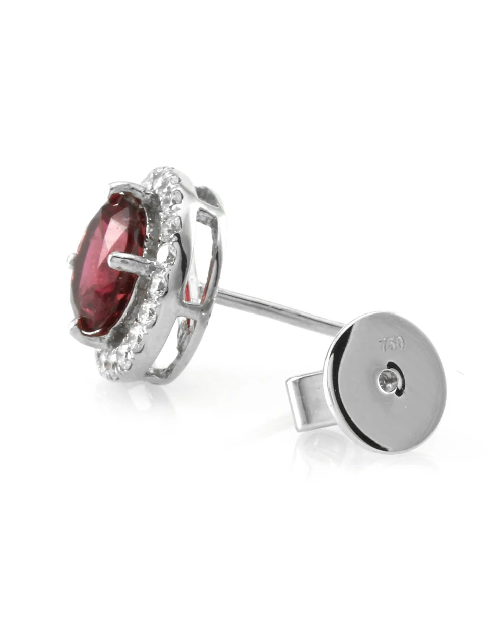 Rubellite Tourmaline and Diamond Stud Earrings in Gold - Image 3