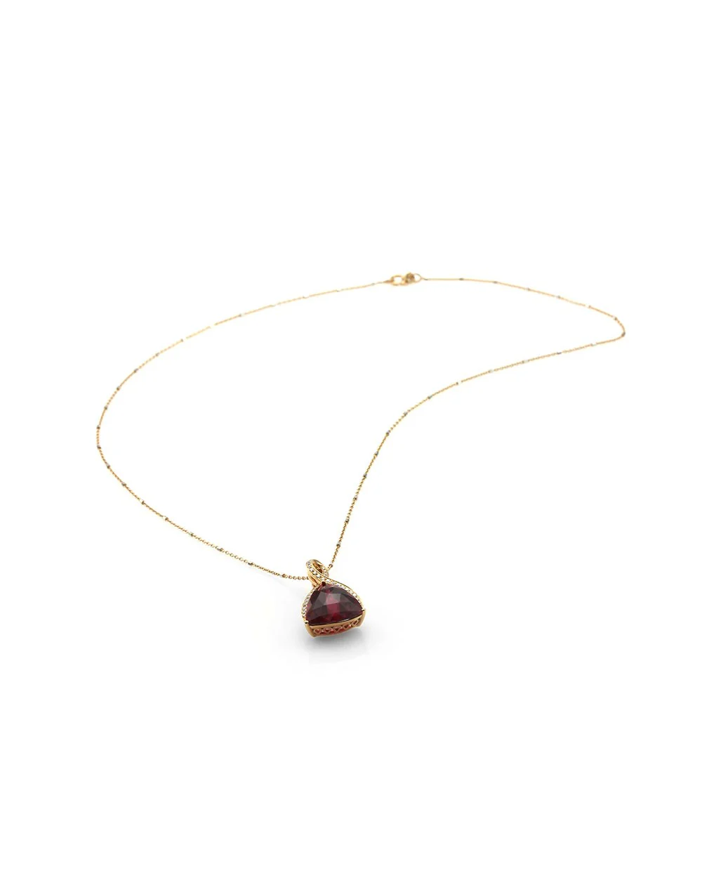 Rubellite Tourmaline and Pave Diamond Pendant Enhancer in Gold - Image 2