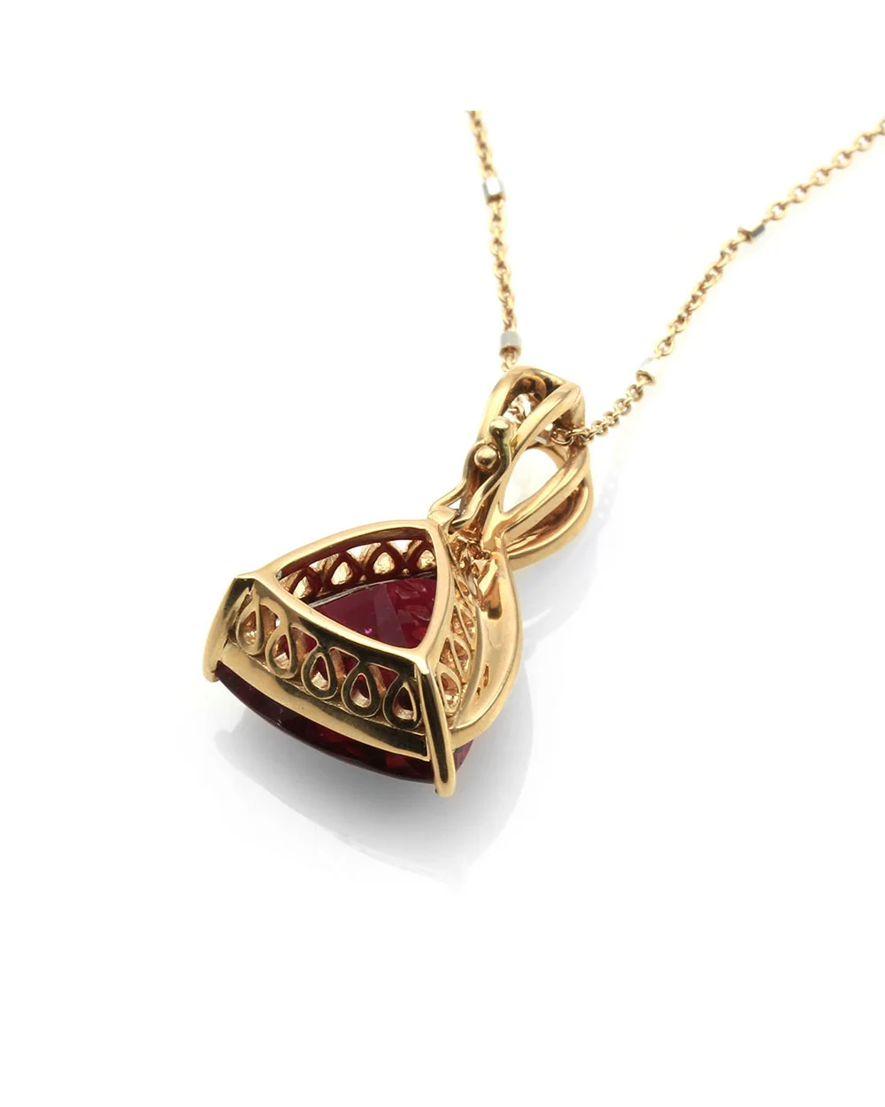 Rubellite Tourmaline and Pave Diamond Pendant Enhancer in Gold - Image 3