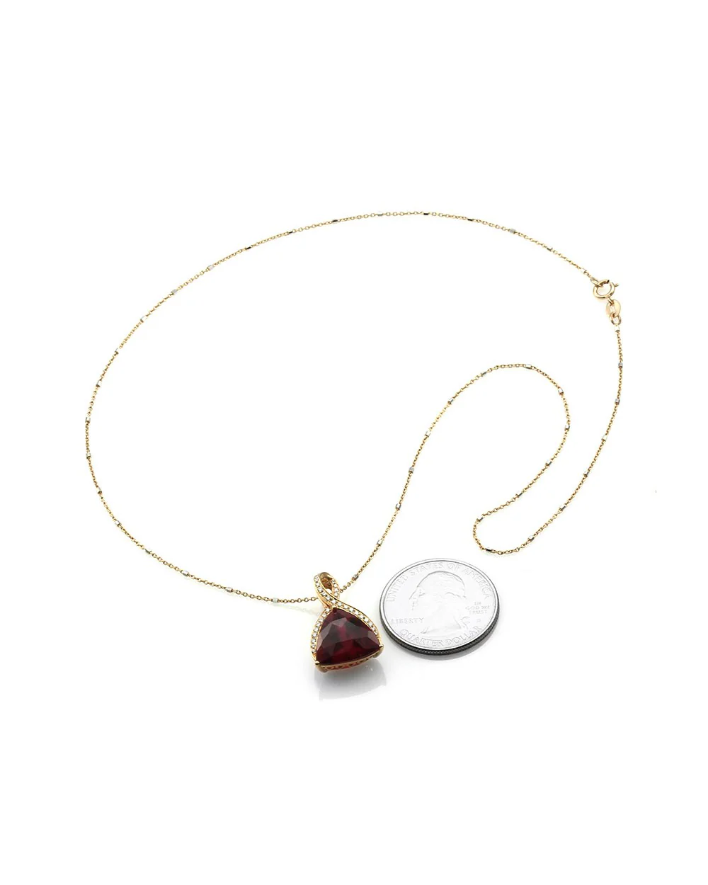 Rubellite Tourmaline and Pave Diamond Pendant Enhancer in Gold - Image 5