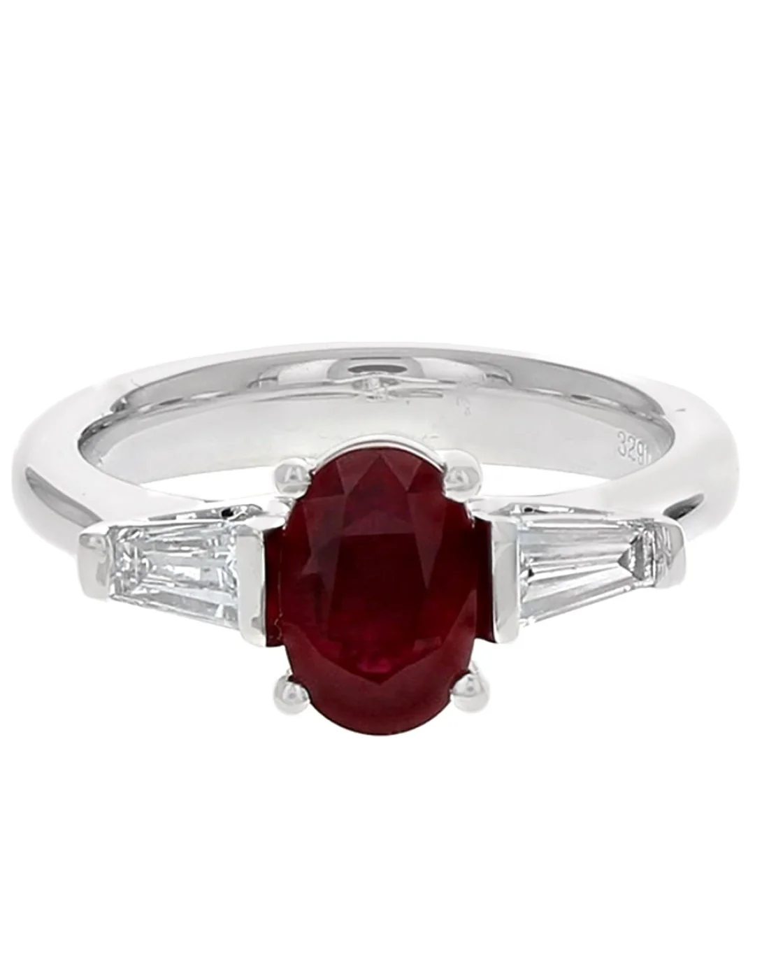 Ruby and Diamond Accent Ring in Platinum - Image 2