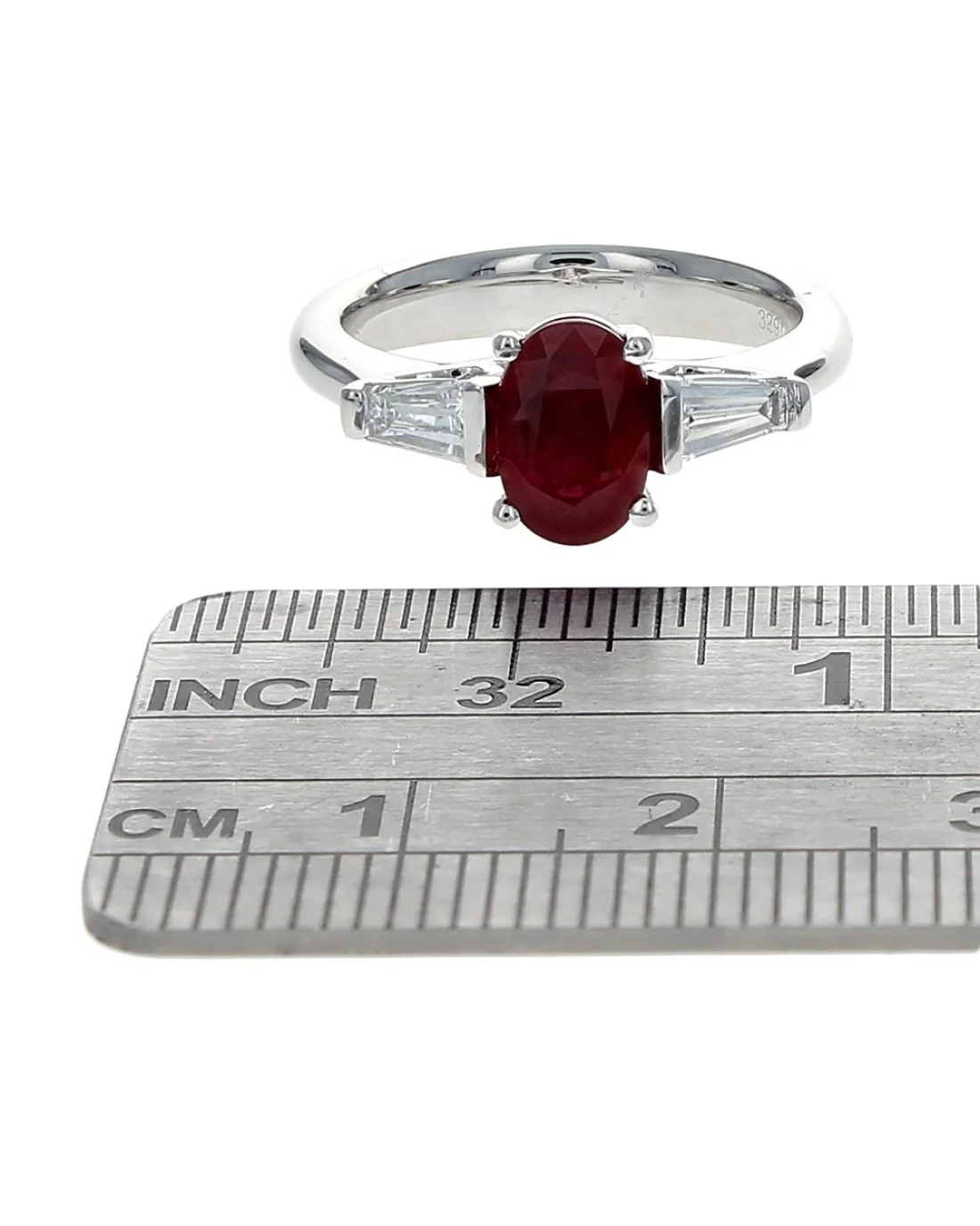 Ruby and Diamond Accent Ring in Platinum - Image 3