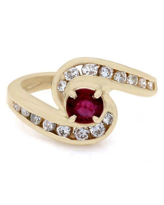 Ruby and Diamond Bypass Ring - Image 2