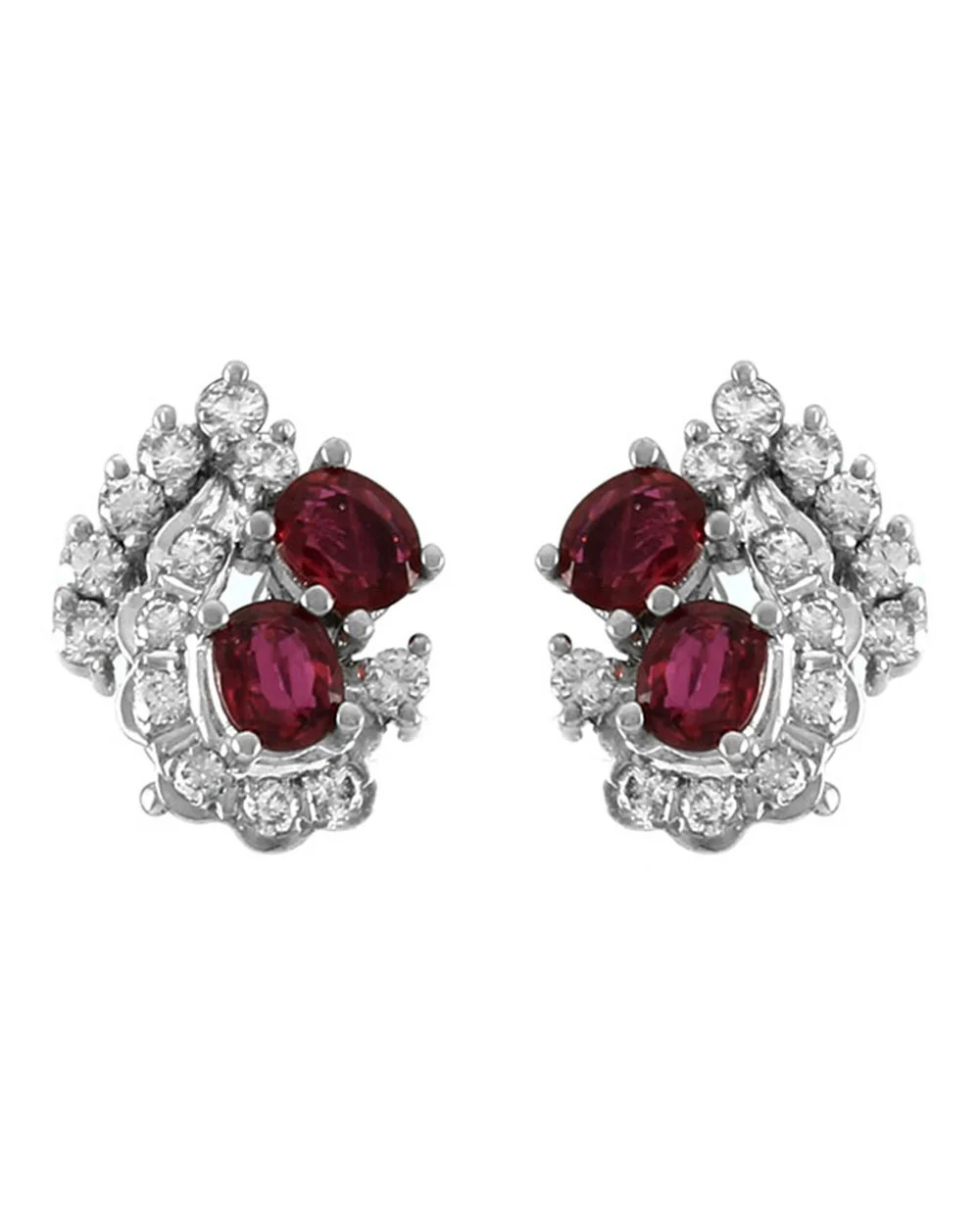 Ruby and Diamond Clip On Earrings in Gold