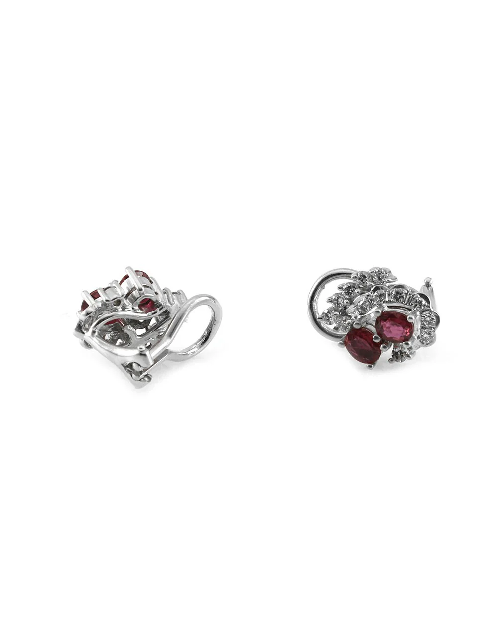 Ruby and Diamond Clip On Earrings in Gold - Image 2