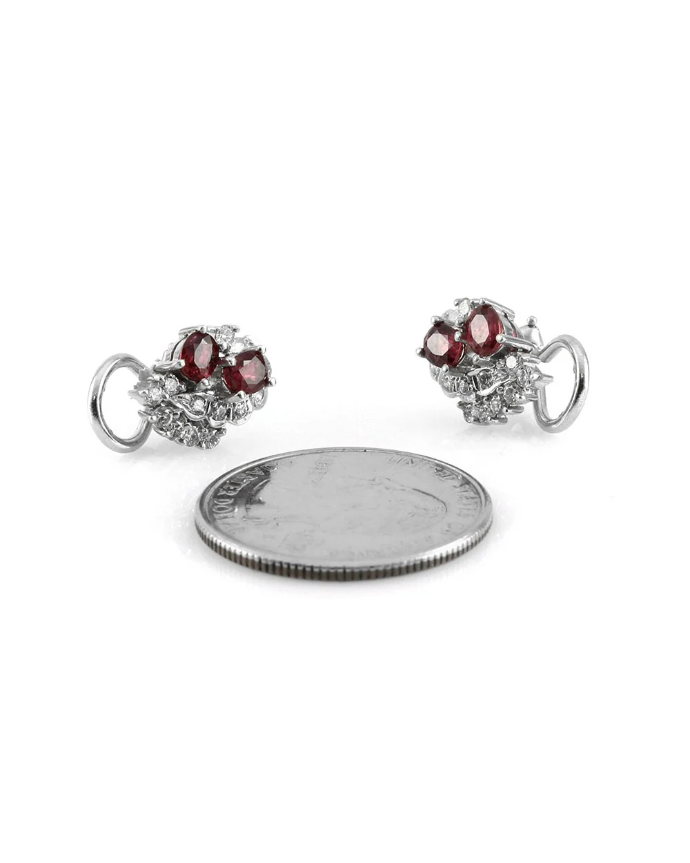 Ruby and Diamond Clip On Earrings in Gold - Image 3