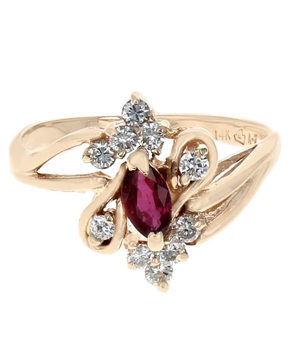 Ruby and Diamond Cluster Ring - Image 2