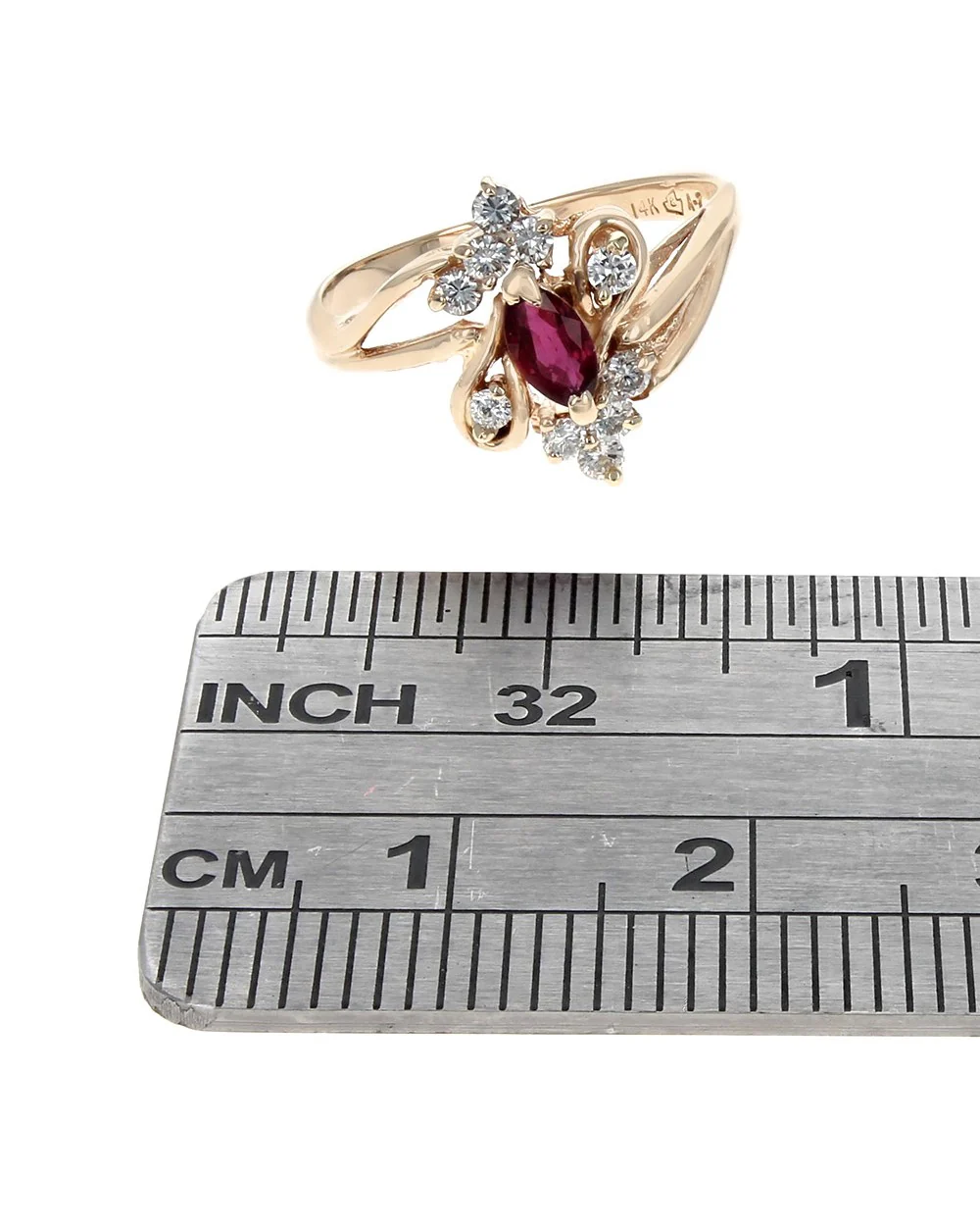 Ruby and Diamond Cluster Ring - Image 3
