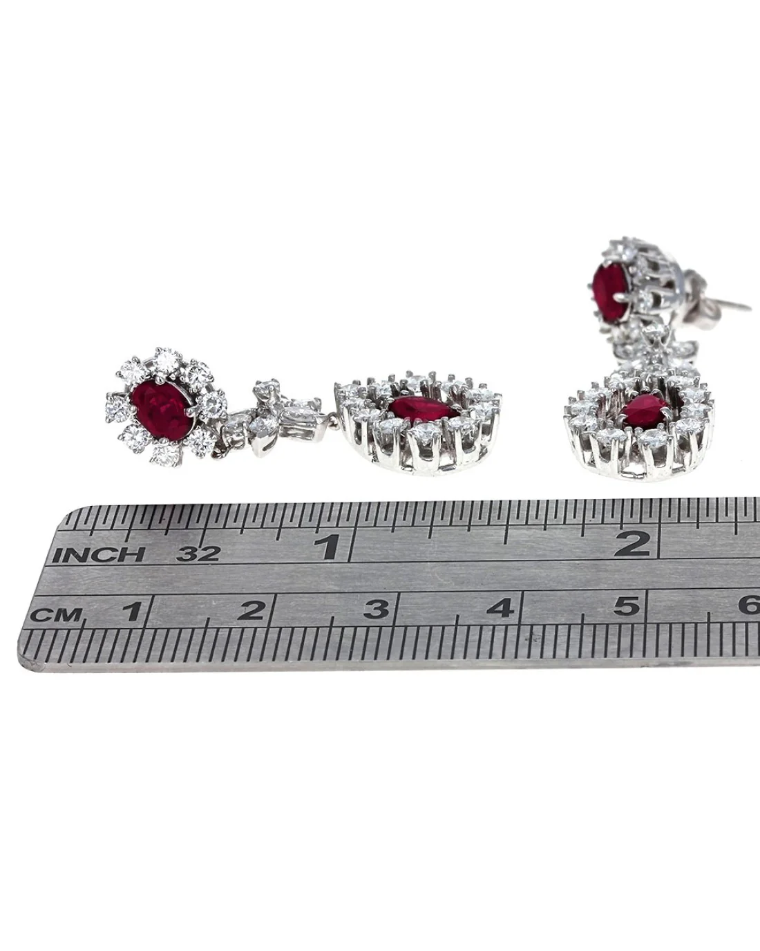 Ruby and Diamond Dangle Earrings - Image 3