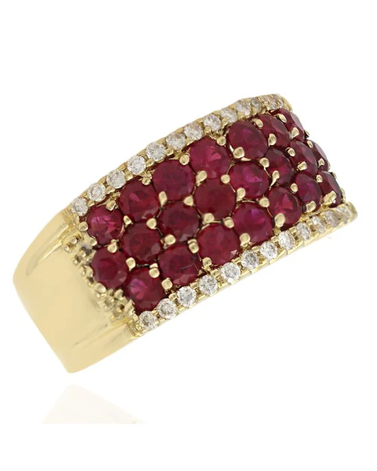 Ruby and Diamond Edged Tapered Band