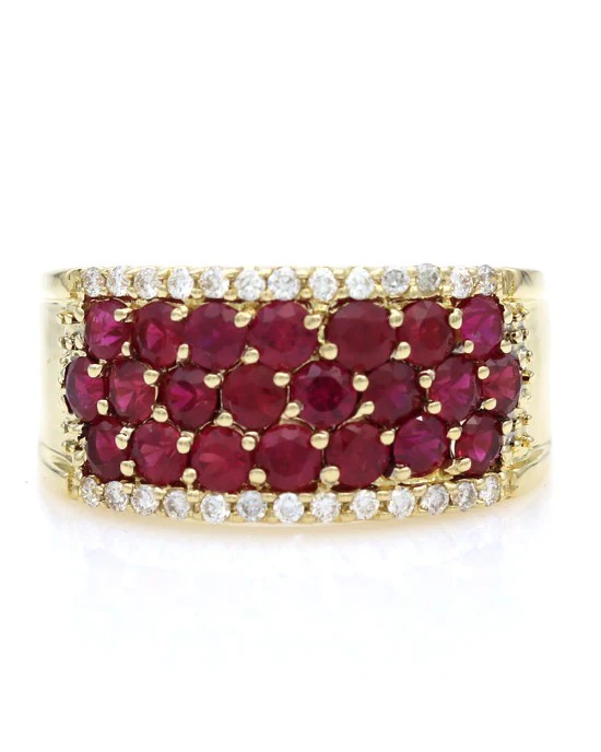 Ruby and Diamond Edged Tapered Band - Image 2