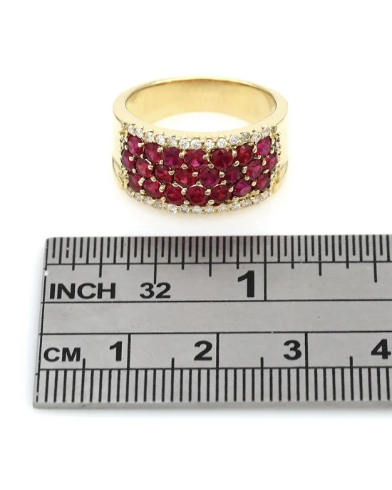 Ruby and Diamond Edged Tapered Band - Image 3