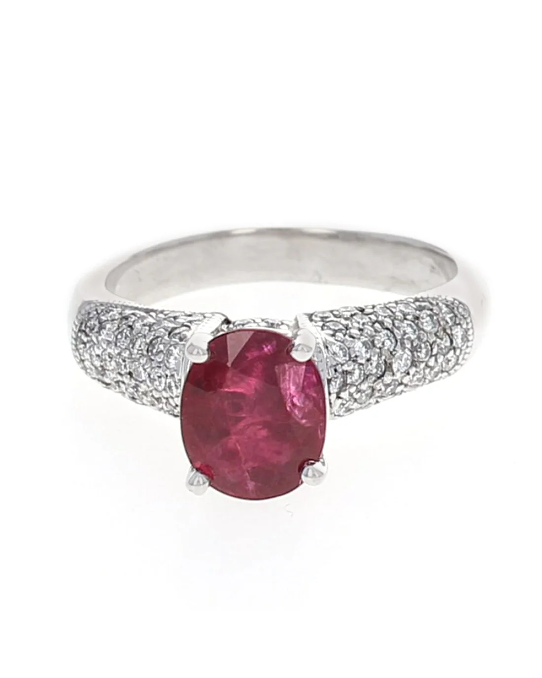 Ruby and Diamond Engagement Ring in White Gold - Image 2