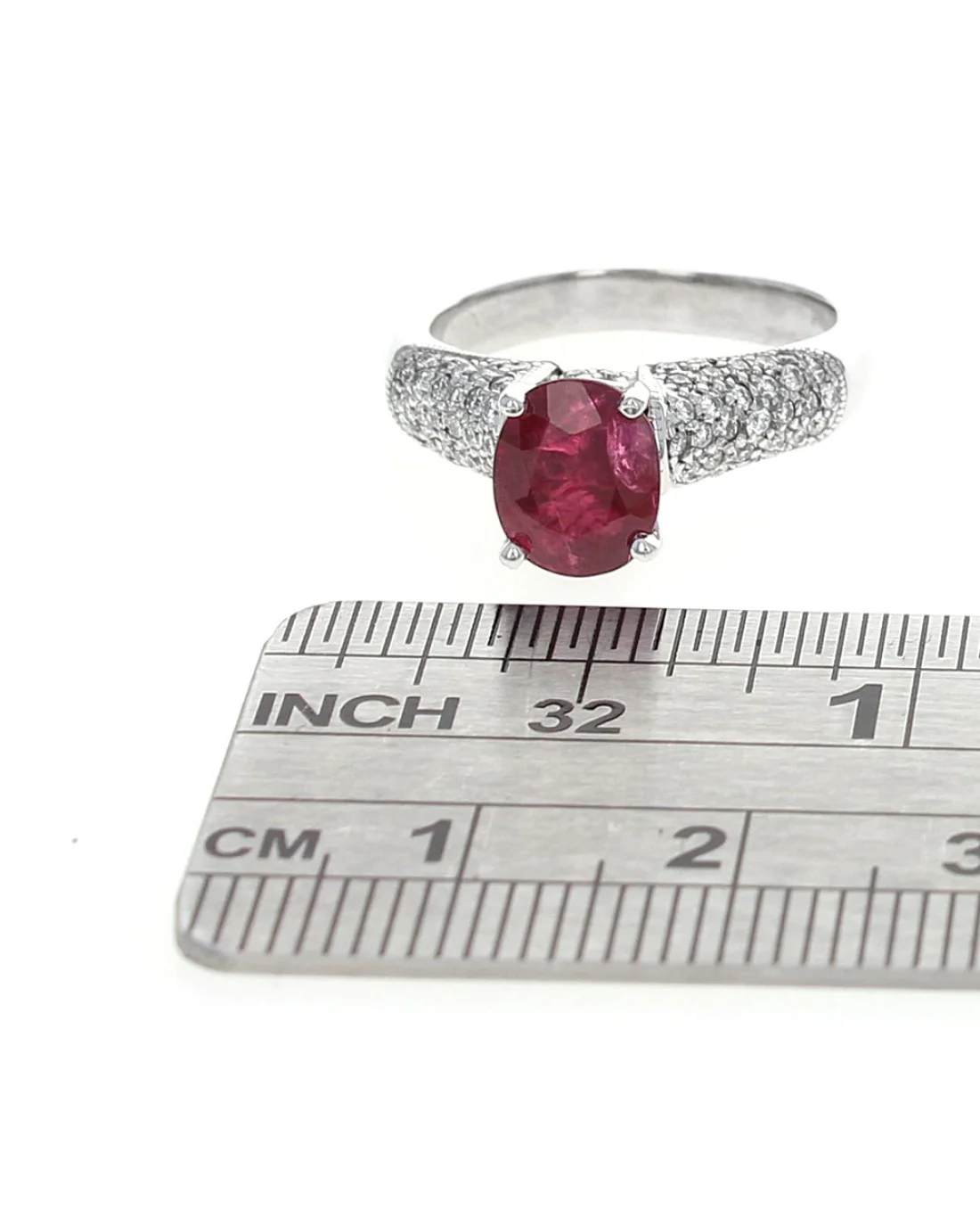 Ruby and Diamond Engagement Ring in White Gold - Image 3
