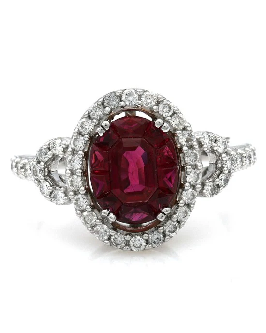 Ruby and Diamond Fashion Ring in White Gold - Image 2