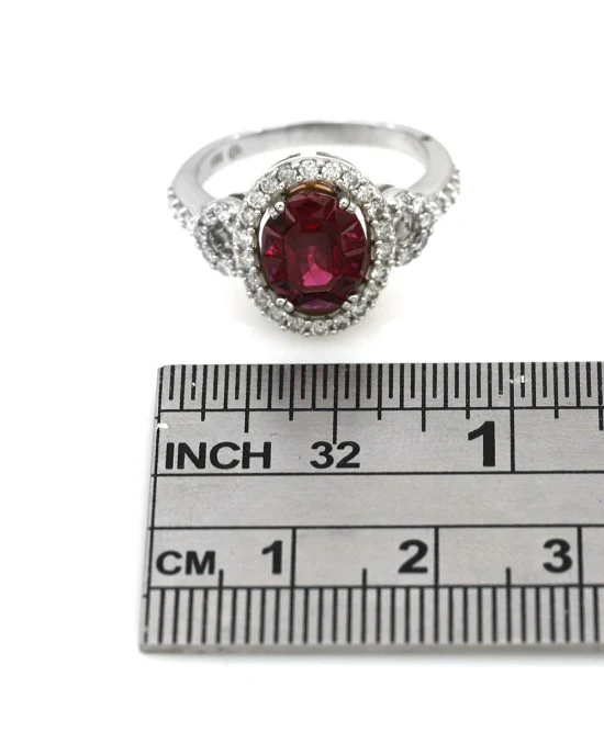 Ruby and Diamond Fashion Ring in White Gold - Image 3
