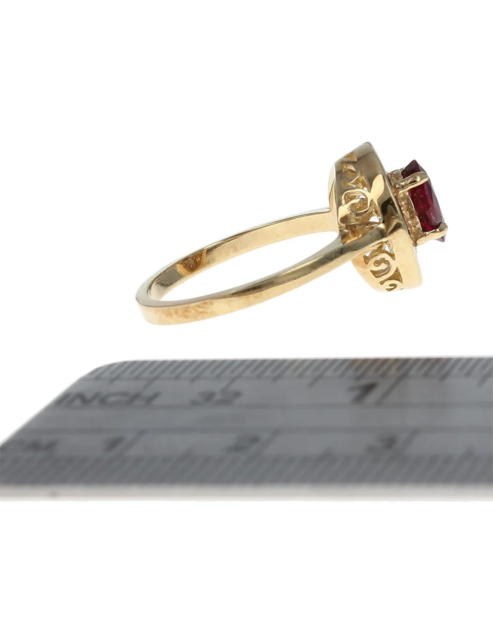 Ruby and Diamond Halo Ring - Image 3
