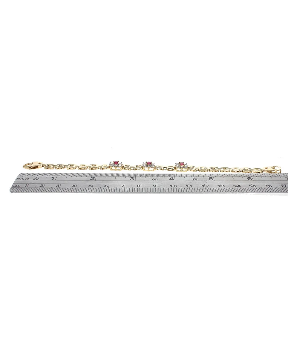 Ruby and Diamond Halo Station Panther Link Bracelet - Image 3
