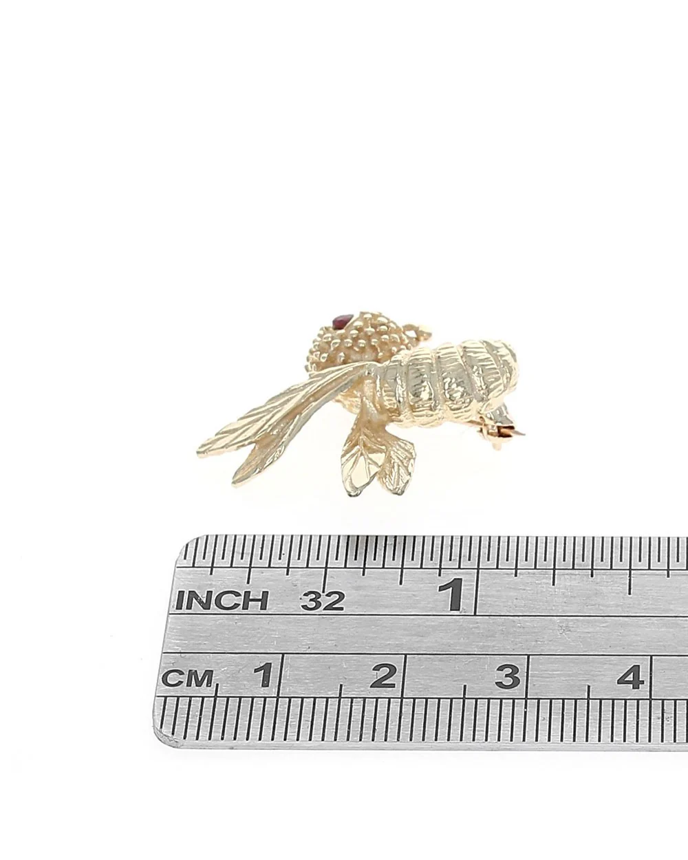 Ruby Hornet Pin in Yellow Gold - Image 3