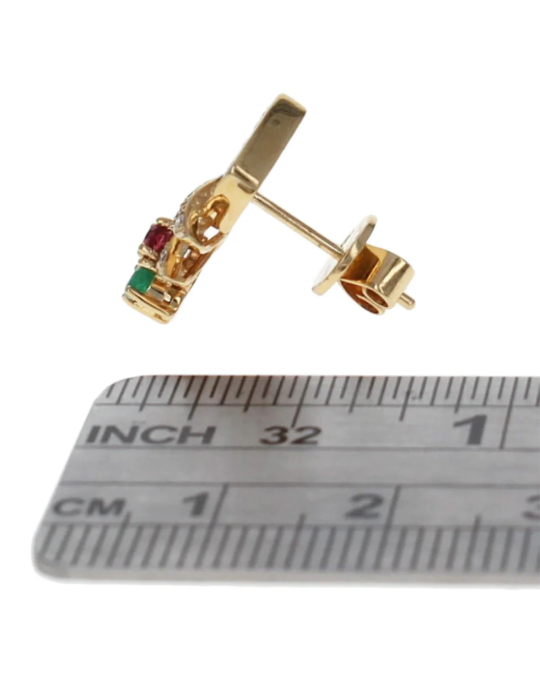 Ruby, Sapphire, Emerald Trio Diamond Drop Earrings - Image 3
