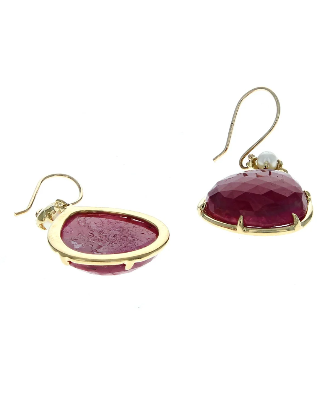 Ruby Slice and Pearl Drop Earrings - Image 2