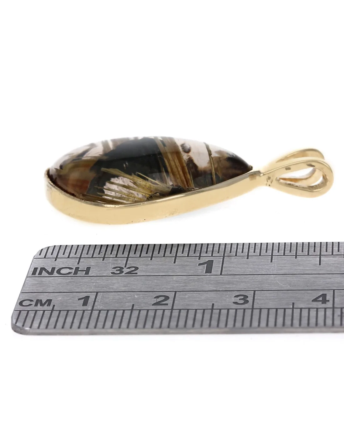 Rutilated Quartz Pendant in Gold - Image 3