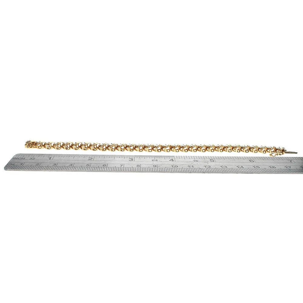 14K Yellow Gold S Link Diamond Tennis Bracelet - Image 3