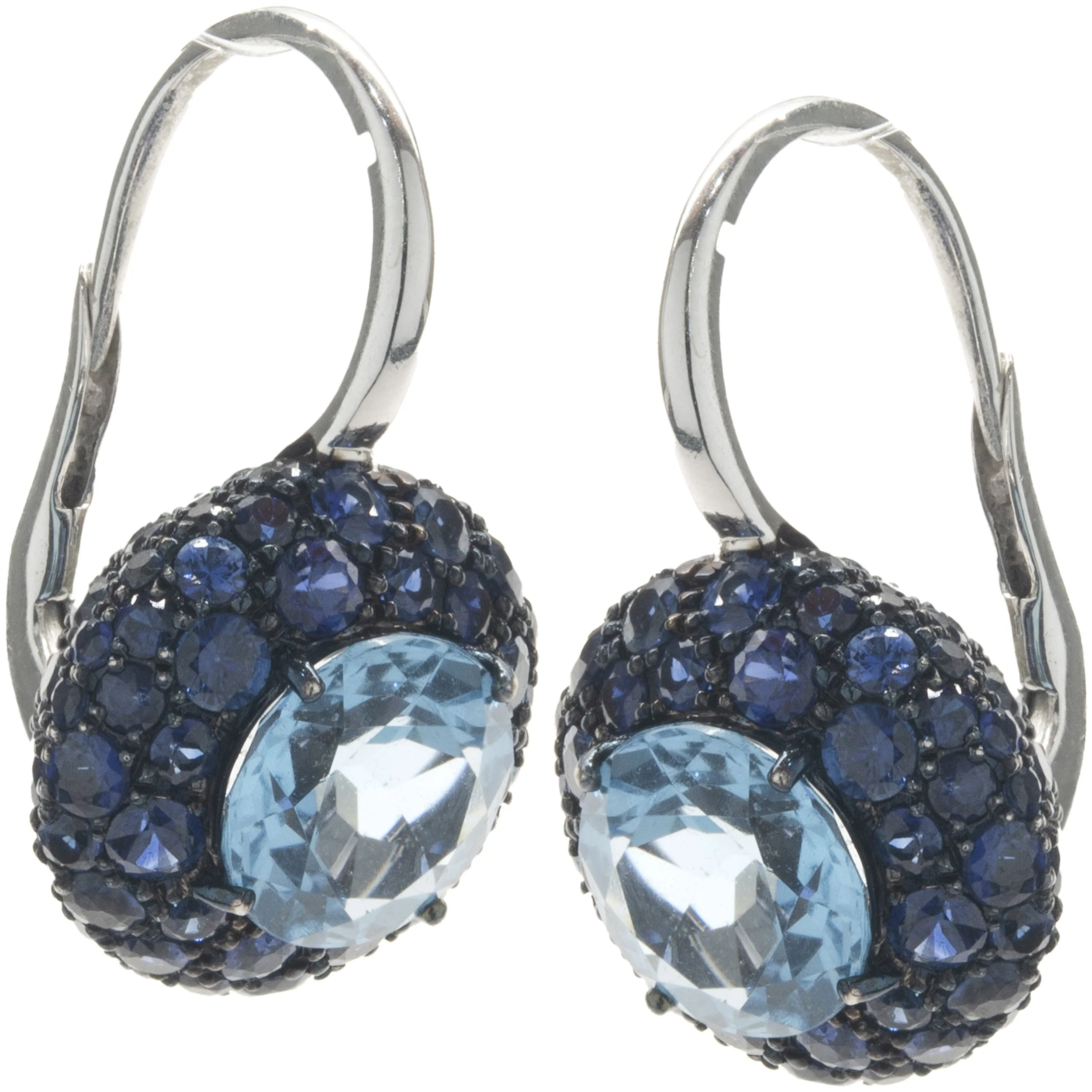 Salavetti 18 Karat White Gold Pave Sapphire and Blue Topaz Earrings - Image 2