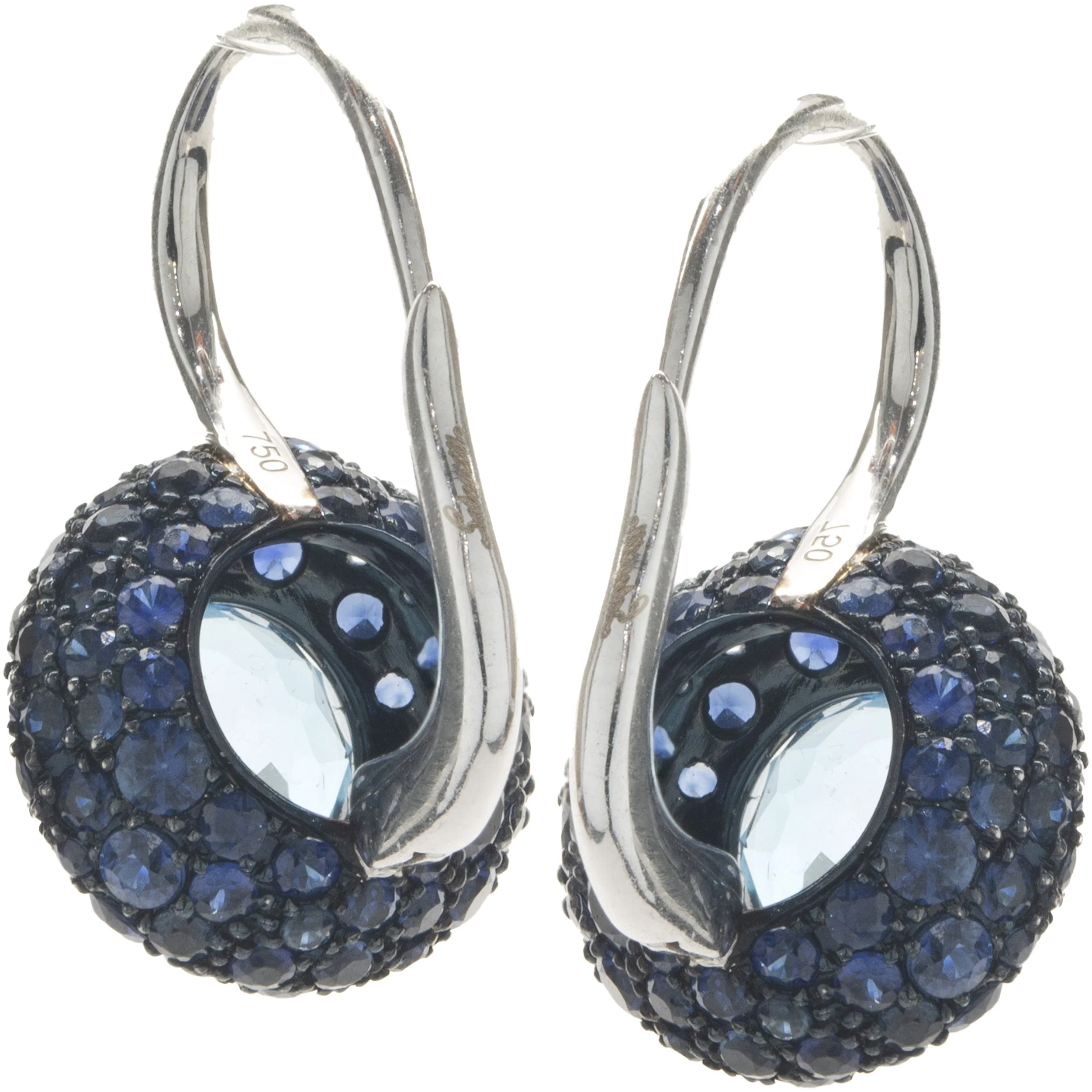 Salavetti 18 Karat White Gold Pave Sapphire and Blue Topaz Earrings - Image 3