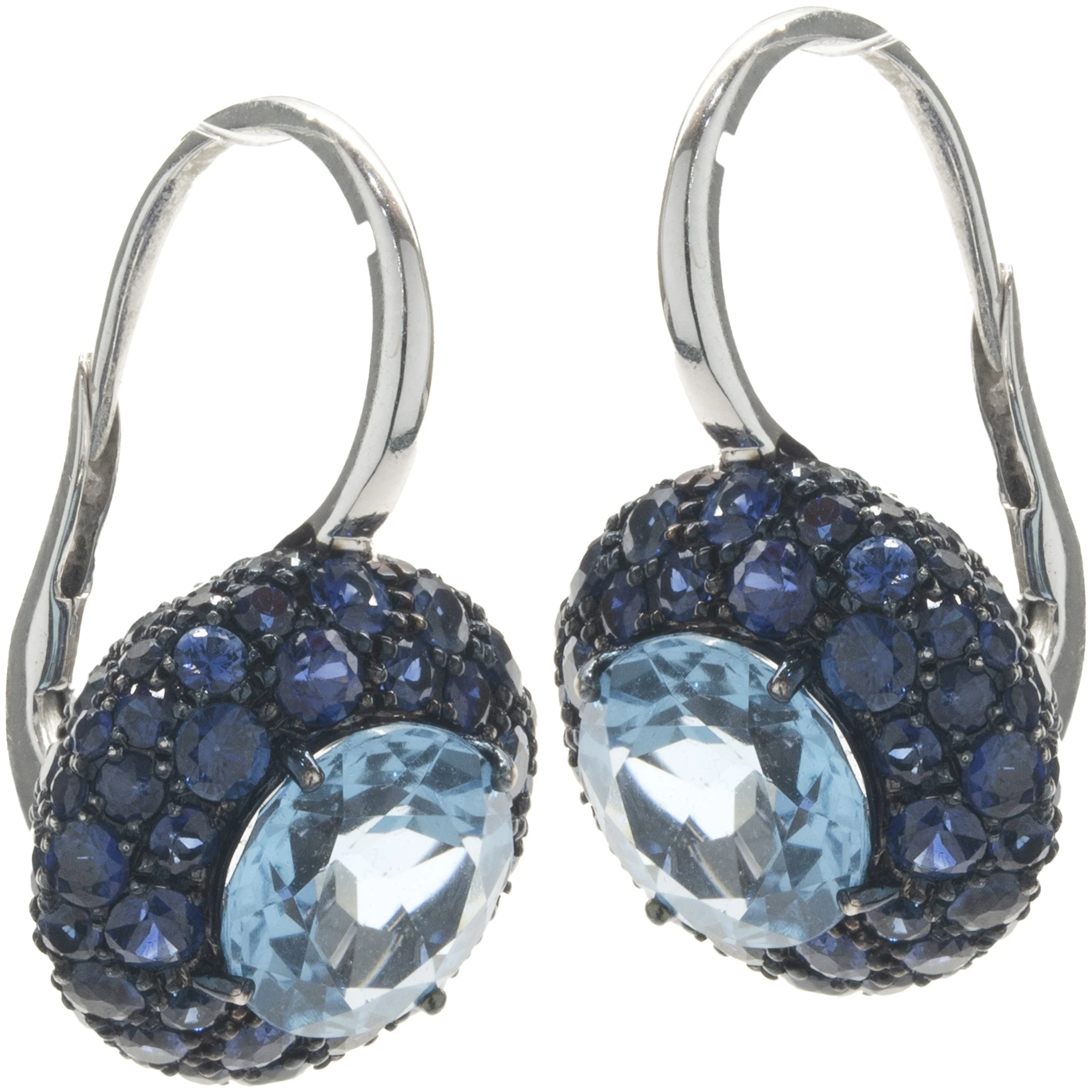 Salavetti 18 Karat White Gold Pave Sapphire and Blue Topaz Earrings - Image 4