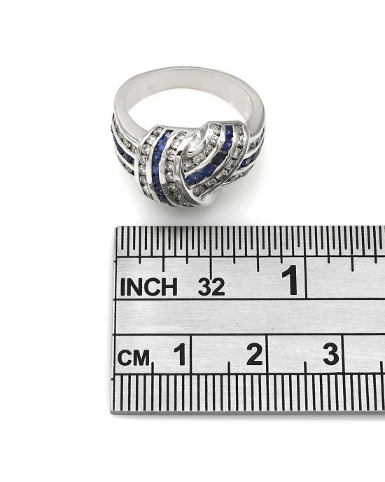 Sapphire and Diamond 3 Row Crossover Ring - Image 3