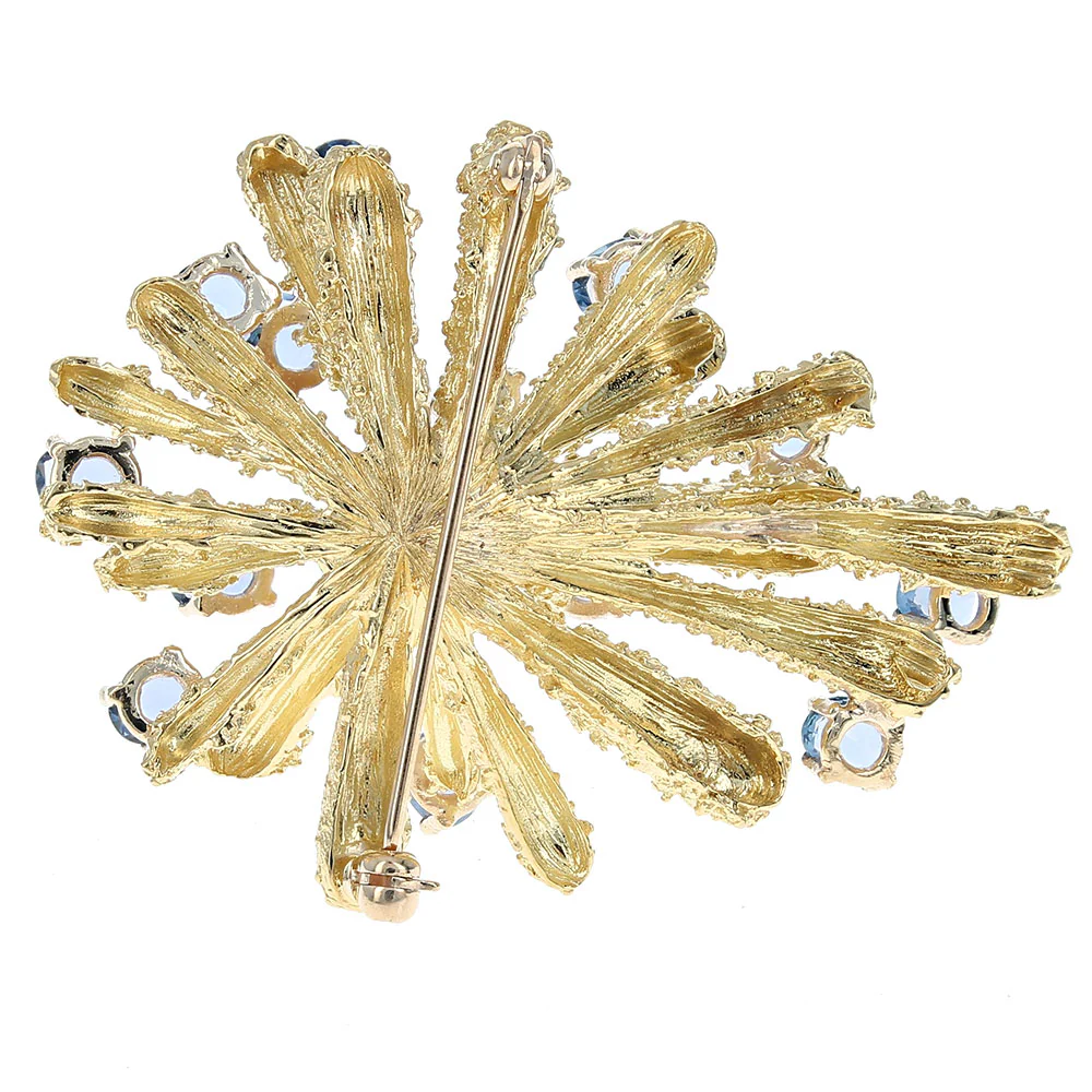 Sapphire and Diamond Anenome Motif Vintage Brooch - Image 2