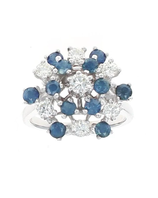 Sapphire and Diamond Cluster Ring - Image 2