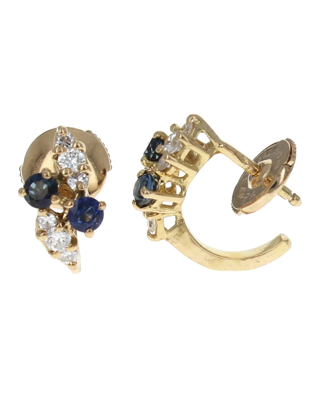 Sapphire and Diamond Curved Earrings - Image 2