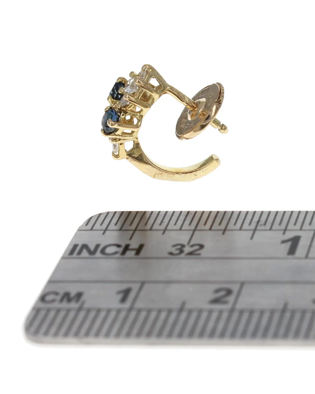 Sapphire and Diamond Curved Earrings - Image 3