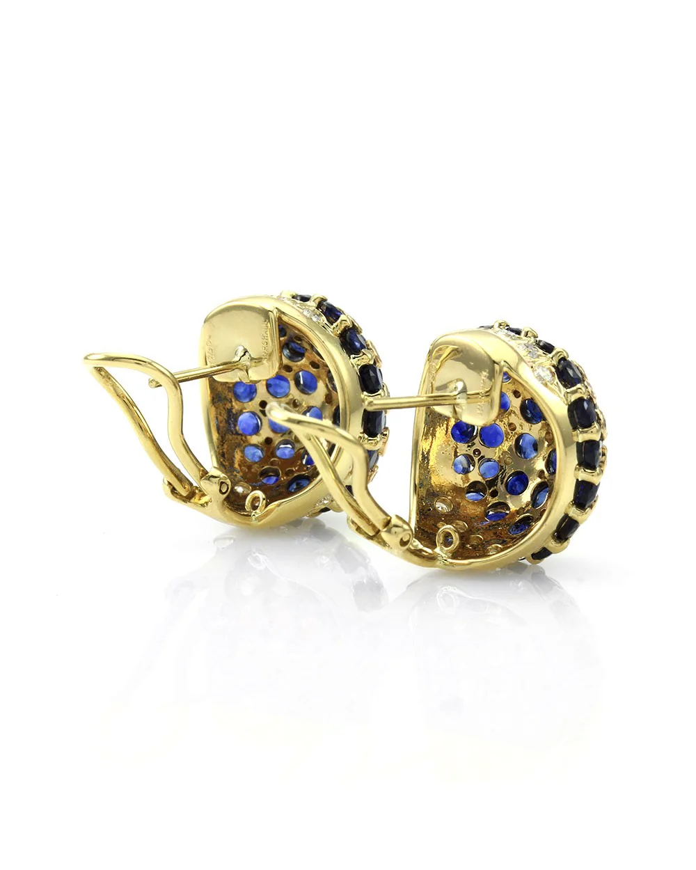 Sapphire and Diamond Dome Earrings in Gold - Image 2