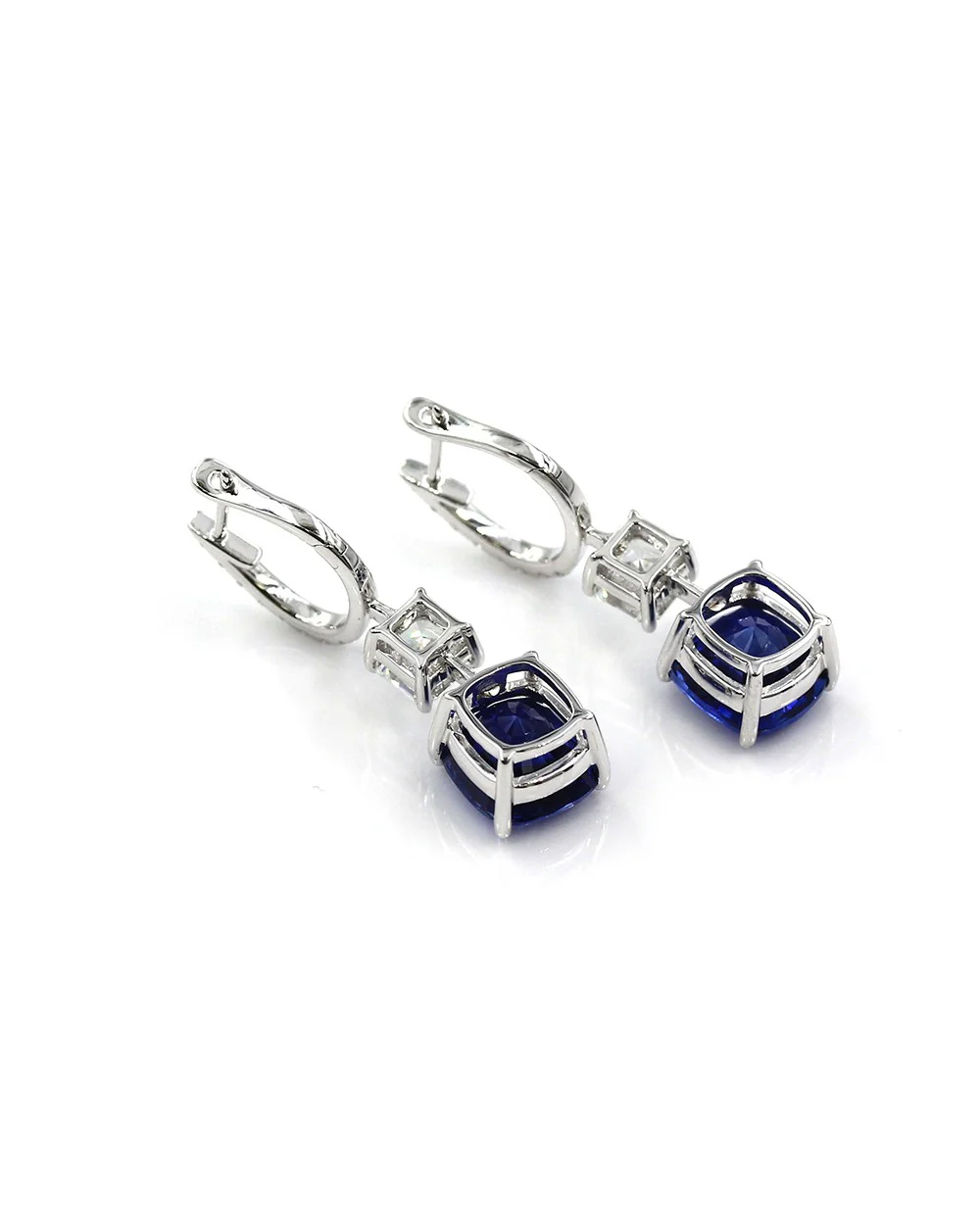 Sapphire and Diamond Earrings in Gold - Image 2
