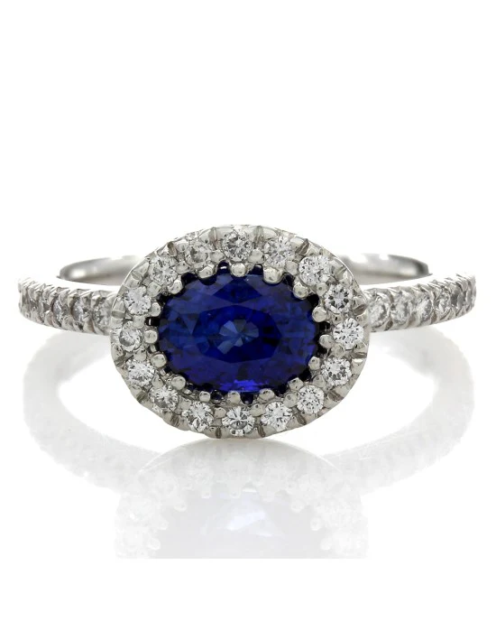 Sapphire and Diamond Halo Ring - Image 2