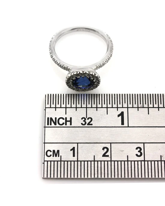 Sapphire and Diamond Halo Ring - Image 3