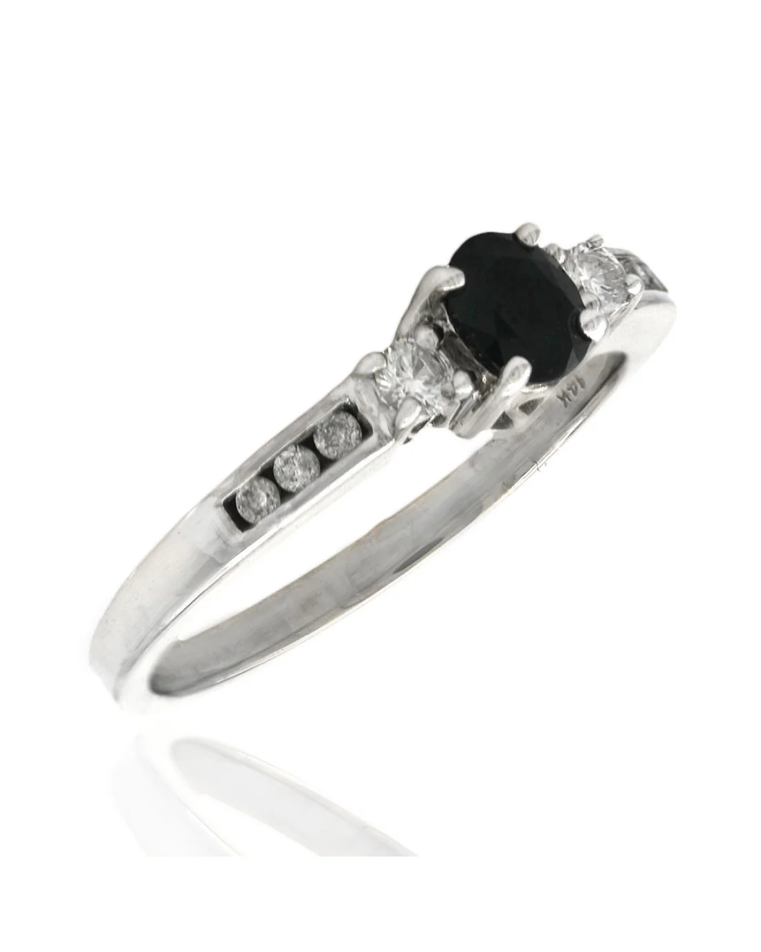 Sapphire and Diamond Past, Present, Future Ring