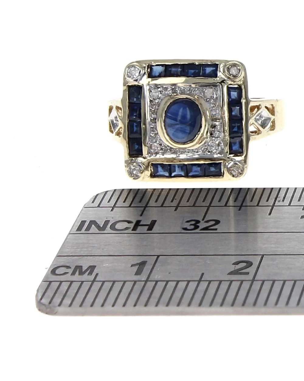 Sapphire and Diamond Square Top Ring - Image 3