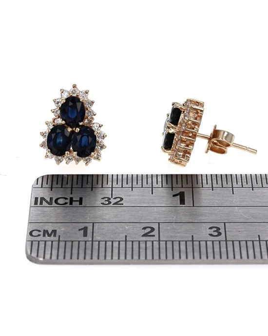 Sapphire and Diamond Triangular Shaped Earrings - Image 3