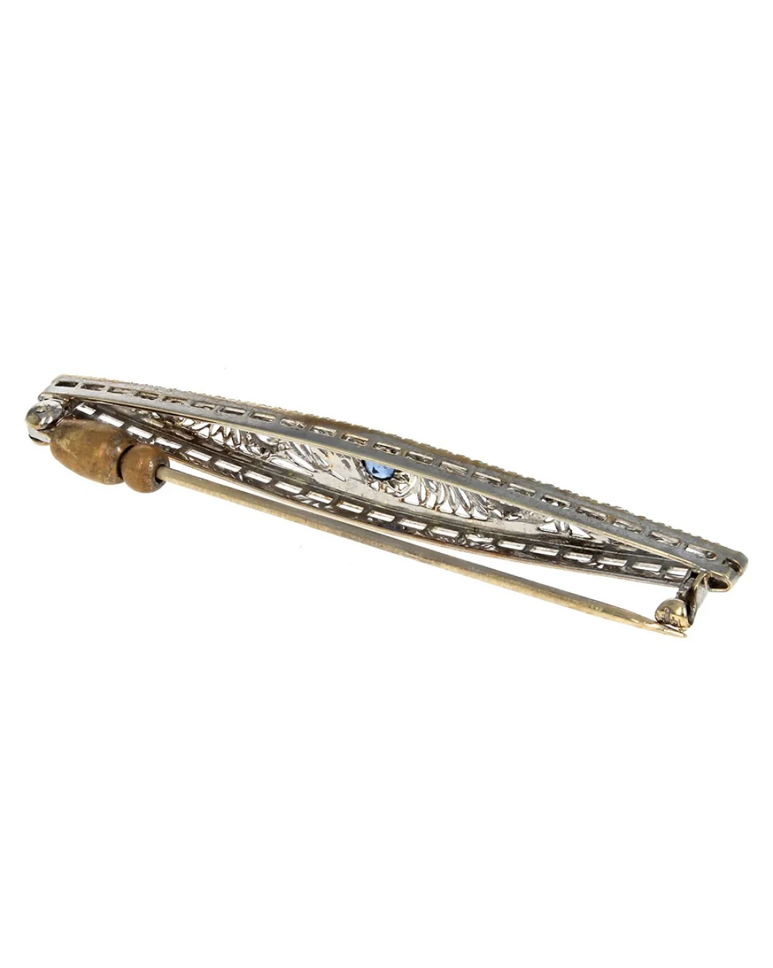 Sapphire and European Diamond Filigree Bar Pin - Image 2