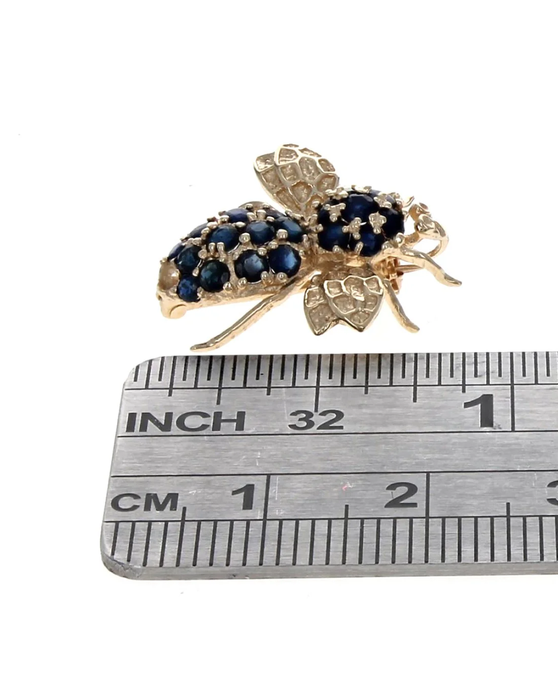 Sapphire Bee Pin in Yellow Gold - Image 3