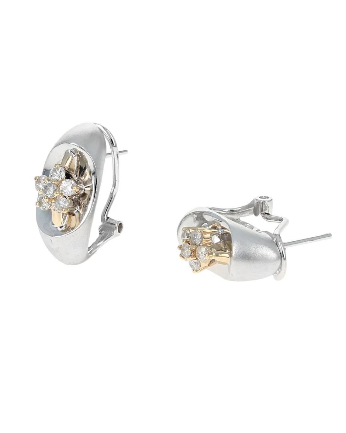 Satin Finish Diamlnd Cluster Concave Earrings - Image 2