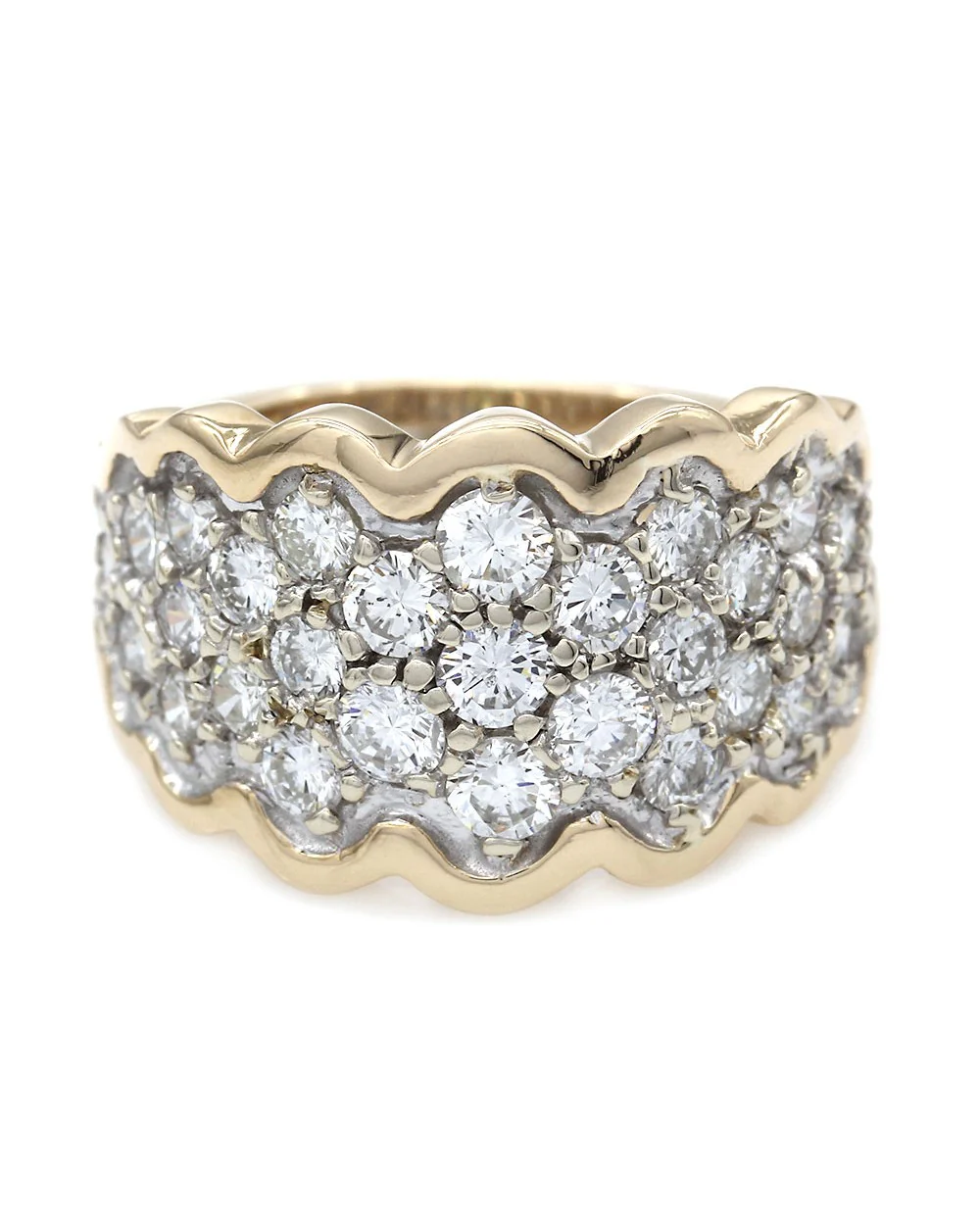 Scalloped Diamond Pave Ring in Gold - Image 2