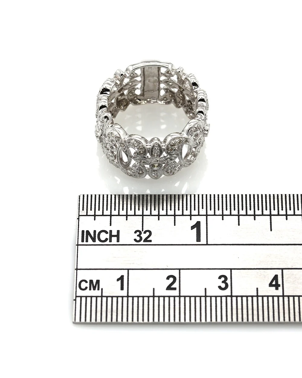 Scroll and Cross Motif Diamond Ring in Gold - Image 3