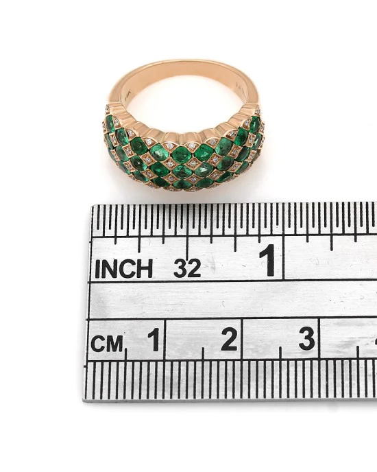 Seven Row Alternating Emerald and Diamond Ring - Image 3