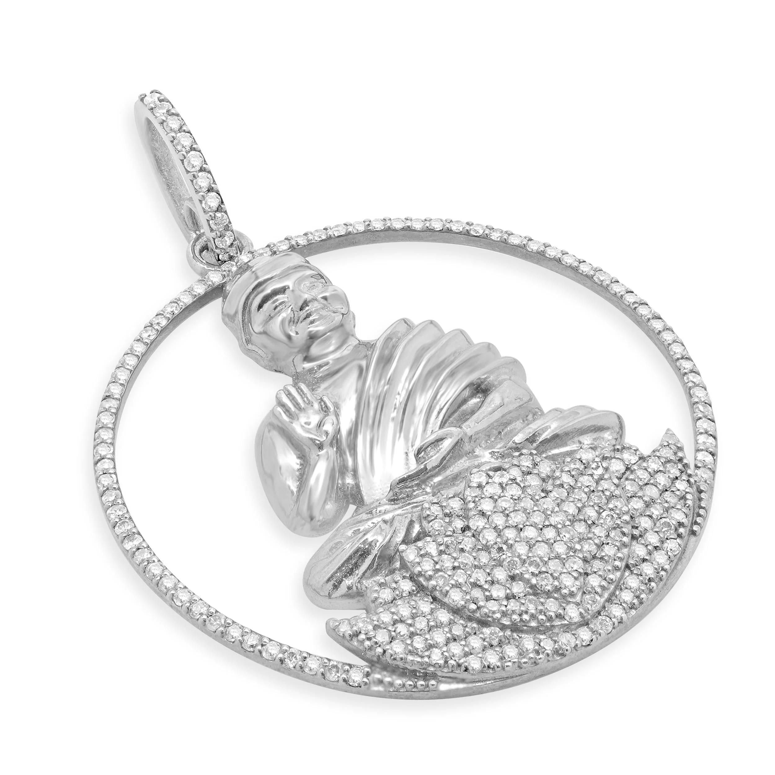 Sheryl Lowe Sterling Silver Diamond Buddha Pendant - Image 2
